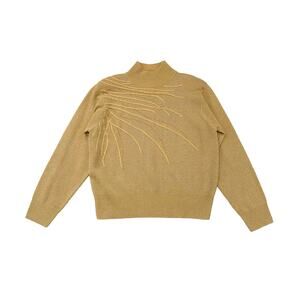 VTG 90s Dressbarn Metallic Gold Sweater Womens L Mockneck Shimmer Glam
